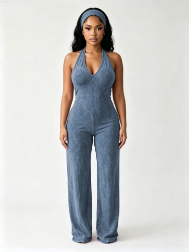 Naked hollow back tight fitting jumpsuit, hip lifting and fitness jumpsuit