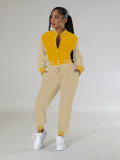 Fashion baseball suit set with spliced single breasted two-piece set