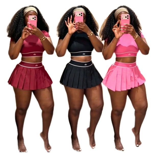 Quick drying breathable fitness suit tennis skirt set (including safety pants)