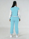 Fashion baseball suit set with spliced single breasted two-piece set