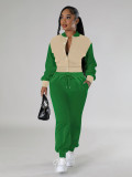 Fashion baseball suit set with spliced single breasted two-piece set