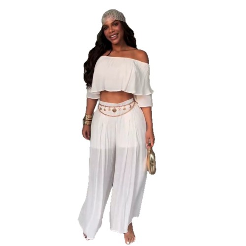 Elegant loose lace pants two-piece set