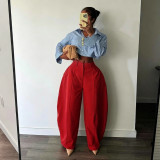 European and American commuting casual pants with loose silhouette