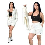 Fashionable and casual cotton set with embroidered elegance, trendy, high-quality, and a three-piece ensemble