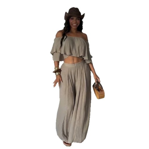 Elegant loose lace pants two-piece set