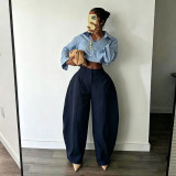 European and American commuting casual pants with loose silhouette