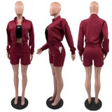 Fashionable and casual cotton set with embroidered elegance, trendy, high-quality, and a three-piece ensemble