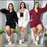 Fashionable and casual cotton set with embroidered elegance, trendy, high-quality, and a three-piece ensemble