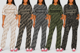Digital printed short sleeved pants two-piece set
