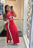 Casual Round Neck Short Sleeve Side-slit Stretchy Slim-fit Maxi Dresses