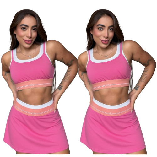 ALOYoga vest short skirt set, fitness running exercise tennis yoga suit two-piece set