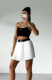 Sexy tank top high waisted pleated tennis skirt set, anti glare sports short skirt two-piece set