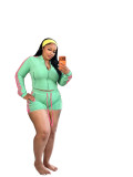 Sexy spicy girl set long sleeved zipper contrasting woven shorts two-piece set