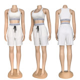 Fashionable cropped tank top with double waistbands and seven-inch yoga pants casual workout set (includes chest pad)