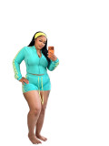 Sexy spicy girl set long sleeved zipper contrasting woven shorts two-piece set