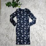 Sexy printed slim fit dress with buttocks wrapped