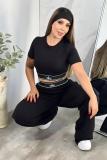 Short slim fit waist exposed short sleeved high waisted wide leg long pants yoga two-piece casual sports set