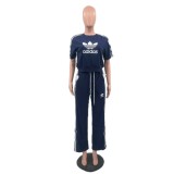 Autumn new fashion casual loose letter print two-piece set