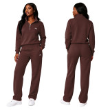 Sweatshirt autumn/winter loose jacket stand up collar slimming jacket fitness two-piece set