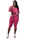 Wash and make old hooded sweatshirt with grooves, pleats, and lifted buttocks, two piece set of seven quarter pants