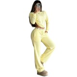 Fashionable and casual cotton set with embroidered webbing two-piece set
