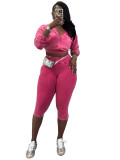Wash and make old hooded sweatshirt with grooves, pleats, and lifted buttocks, two piece set of seven quarter pants
