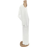 Fashionable and sexy seaside vacation solid color sloping shoulder collar irregular off shoulder top elastic waist pocket pants