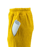 Fashionable and sexy seaside vacation solid color sloping shoulder collar irregular off shoulder top elastic waist pocket pants