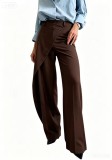 High-waisted irregularly designed casual suit trousers with straight cut