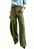 High-waisted irregularly designed casual suit trousers with straight cut