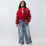 New autumn and winter double-layer zipper patterned woolen casual baseball jacket
