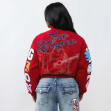 New autumn and winter double-layer zipper patterned woolen casual baseball jacket
