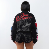 New autumn and winter double-layer zipper patterned woolen casual baseball jacket