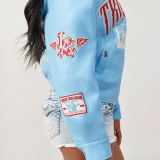 Autumn/Winter Hot Girl Racing Motorcycle PU Leather Printed Fashion Single Piece Jacket