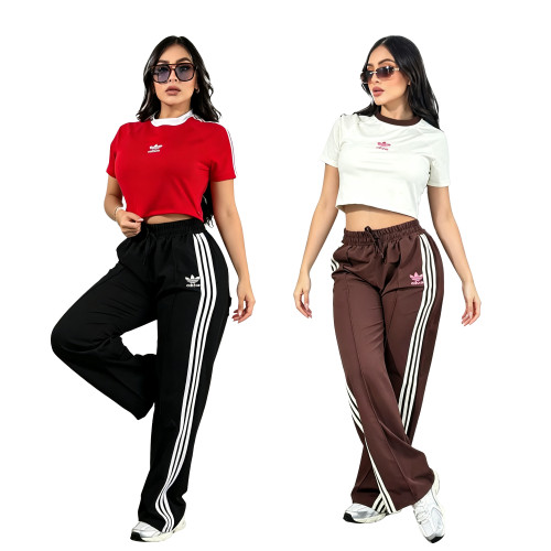 Yoga Wear Casual Sports Set - Round Neck Short Top with Open Back and High-Waisted Wide Leg Pants Two-Piece Set