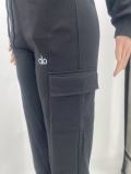 Autumn/Winter New Arrival Bestselling Embroidered Ribbed Workwear Pants Sporty Long Sleeve Long Pants Set