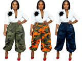 Drawstring Loose Camouflage Pants with Elasticated Cuff
