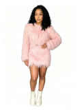 Autumn and winter soft glutinous imitation mink fur knitted set, round neck long sleeved sweater, hip wrapped skirt two-piece set