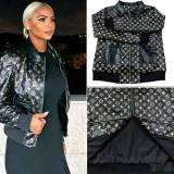 Women's leather jacket jacket with lapel zipper and double pockets, slim fit and slimming short jacket