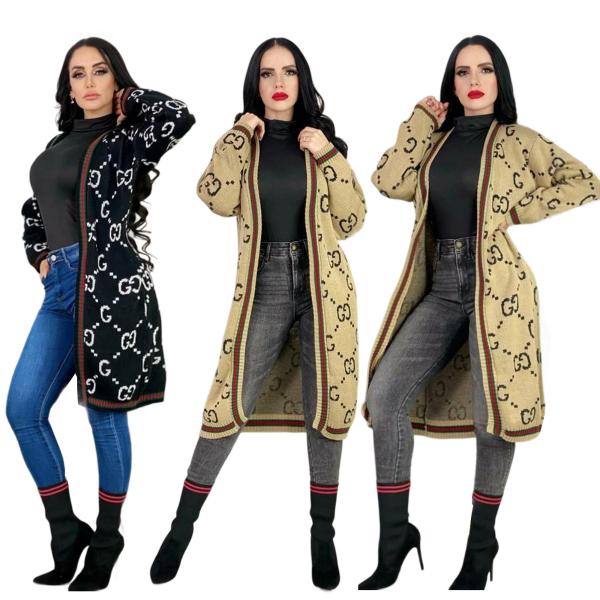 Autumn and winter temperament commuting slimming knitted cardigan wool long cloak jacket