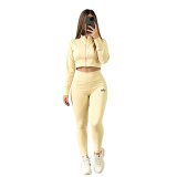 Naked yoga long stretch quick drying tight fitting sports jacket set