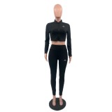 Naked yoga long stretch quick drying tight fitting sports jacket set