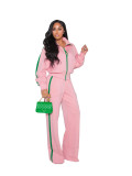 Ladies' personalized two-piece casual splicing color blocking fashion set