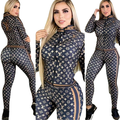 Temperament commuting fashion print two-piece set