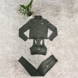 Naked slimming yoga suit three piece set, high elasticity slimming running exercise set (including chest cushion)