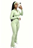Sports and casual women's sexy tight fitting long sleeved micro trumpet three piece set