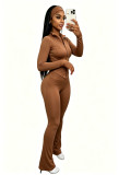 Sports and casual women's sexy tight fitting long sleeved micro trumpet three piece set