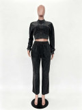 Women's casual washed distressed suit