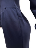Autumn and Winter Zipper High Collar Adjustable Wide Leg Waist Casual jumpsuit