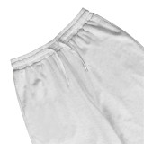 Off shoulder sweatshirt set, loose wide leg pants, casual sports two-piece set